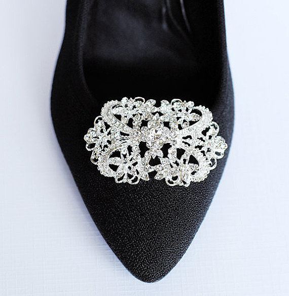 Mariage - SALE Bridal Shoe Clips Crystal Rhinestone Shoe Clips Wedding Party (Set of 2) SC003LX