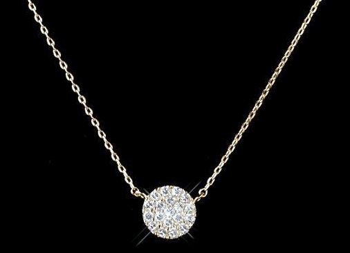 Wedding - Gold Disc necklace, Bridesmaid necklace, CZ circle pendant necklace, Bridesmaid gift, Simple necklace, Bridal necklace, Crystal necklace