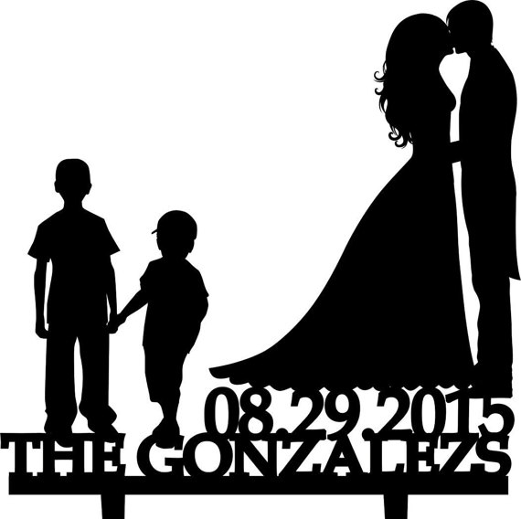 Hochzeit - Wedding Cake Topper Silhouette Groom and Bride, Acrylic Cake Topper