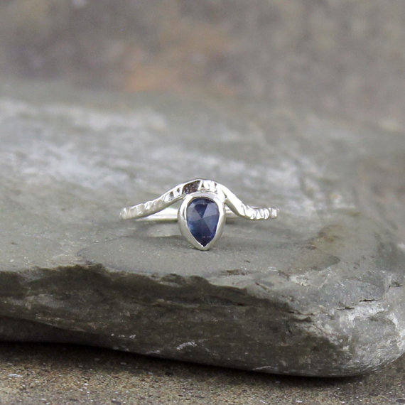 Birthstone Ring Sapphire Jewelry Bohemian Ring Starburst Ring September Ring Green Sapphire Ring Bridesmaid Ring Sterling Silver Ring