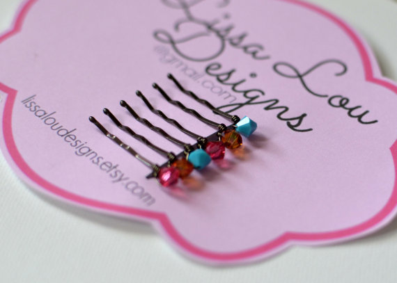 زفاف - 6 swarovski crystal and island theme beach wedding hair pins