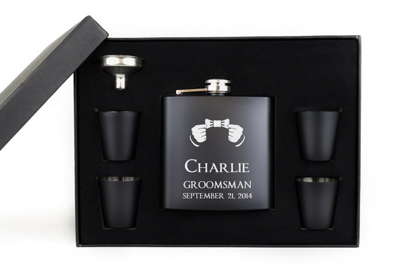 زفاف - Personalized Groomsmen Gift, Engraved Flask Set, Stainless Steel Flask, Personalized Best Man Gift, 1 Flask Set