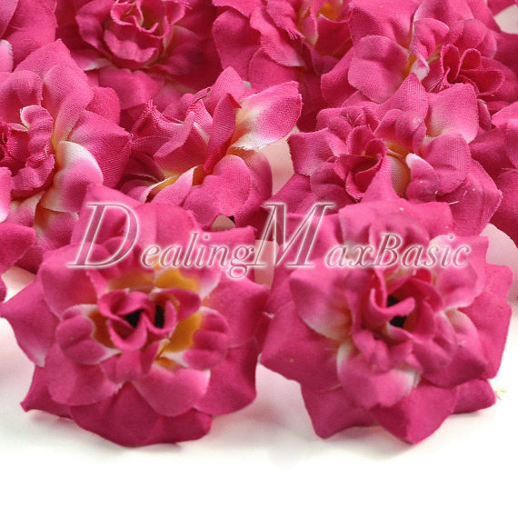 زفاف - 50pcs Red 50mm Artificial Silk Rose Flower Heads For Clips Bridal Wedding Party Home Decor HS0001-17