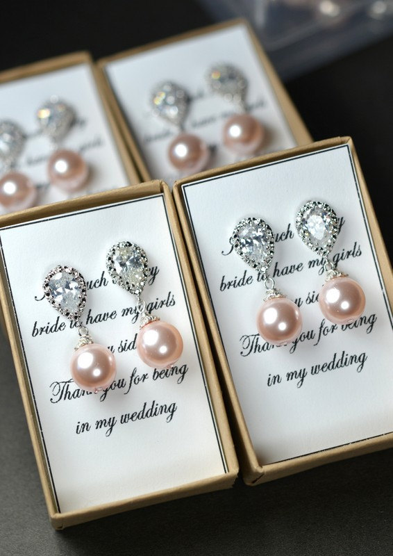 Mariage - Blush pink ,Bridesmaid jewelry ,Wedding Bridal Jewelry Bridal Earrings Bridesmaid Earrings ,tear drops, dangle,bridesmaid gifts.PINK WEDDING