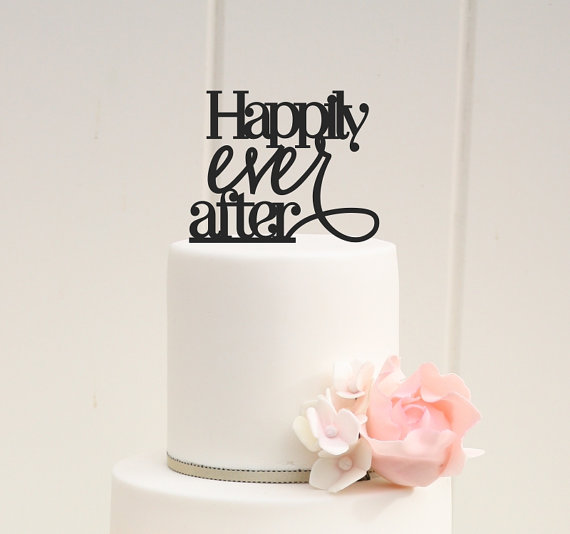 Mariage - Custom Wedding Cake Topper Happily Ever After Cake Topper