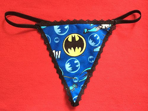 زفاف - Womens Blue BATMAN G-String Comic Book Thong Cartoon Panties Lingerie Character Underwear