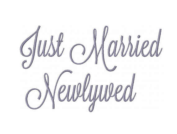 زفاف - Set of 2 Newlywed and Just Married Embroidery Design Bridesmaids Wedding Party Embroidery Font 4x4 5x7 6x10