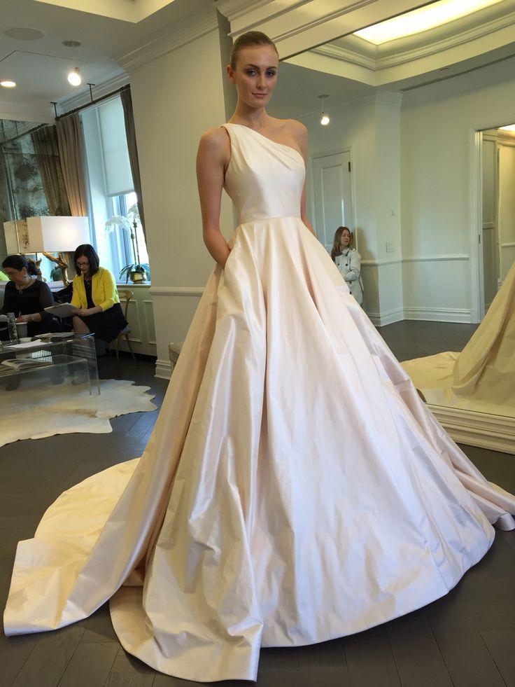 Mariage - Exquisite One Shoulder Wedding Dresses Ivory Taffeta Sleeveless 2015 A Line Chapel Train Bridal Ball Gowns Dress Cheap Vestido De Novia Online with $128.17/Piece on Hjklp88's Store 