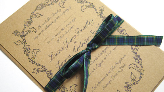 Hochzeit - Scottish Thistle Wedding Invitation SAMPLE