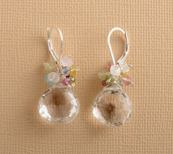 زفاف - clear quartz earrings, bridal earrings, gifts for bridesmaids, healing gemstone jewelry, chakra jewelry