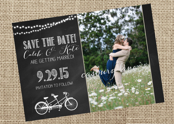 Hochzeit - Printable Invitation-NEW Vintage Save the Date with Photo-Engagement Party-BBQ-Mason Jar Invitation-Casbury Lane