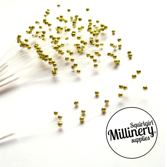 Свадьба - 12 Stems Gold Pearl Sprays (For Millinery, Wedding Bouquets)