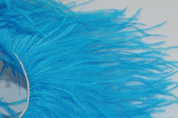 زفاف - 4 inches - BLUE Ostrich Fringe Trim