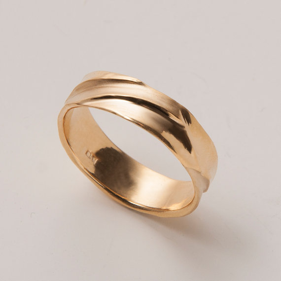 Hochzeit - Waves No.5 - 14K Gold Ring , Unisex Ring , Wedding Ring , Wedding Band , Men's Band, men's ring