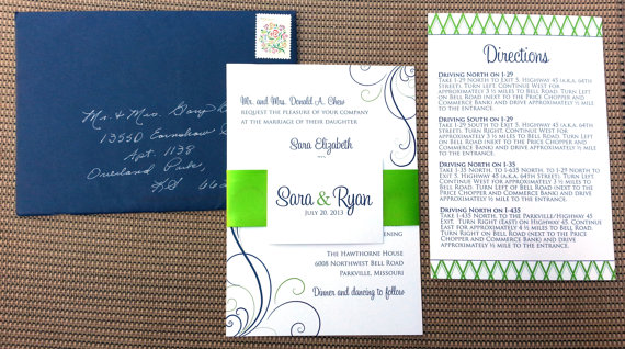 Wedding - Swirls Wedding Invitation Printed Invitations or Printable Files