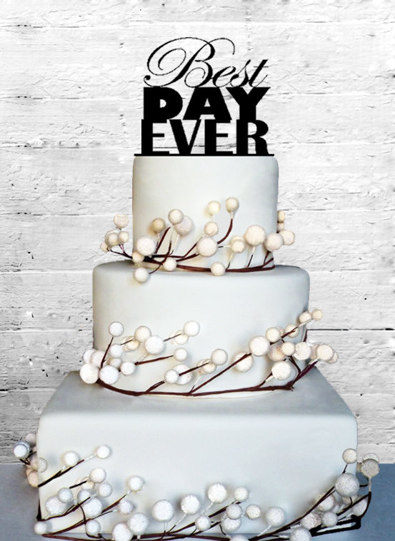 زفاف - Best Day Ever Wedding Cake topper Monogram cake topper Personalized Cake topper Acrylic Cake Topper