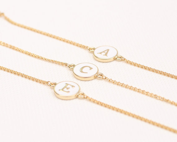 Hochzeit - Initial personalized bracelet. Alphabet bracelet. bridesmaids bracelet. Choose your color and letter.  DoubleBJewelry, DoubleB