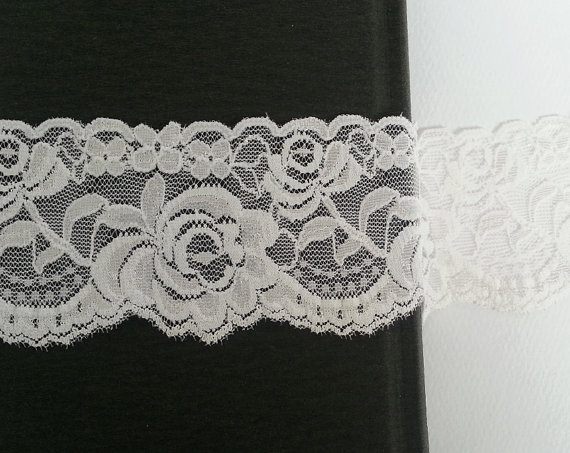 Hochzeit - Stretch Lace Trim Supply - White Elastic Lace for Women, Teens and Bridal Garter, Barefoot Sandals, Headband, Lingerie