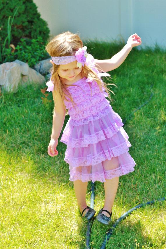 Wedding - lavender lace dress headband SET, Toddler Dress,girls dress,Flower girl dress,First/ 1st Birthday Dress,Vintage style,girs photo outfit