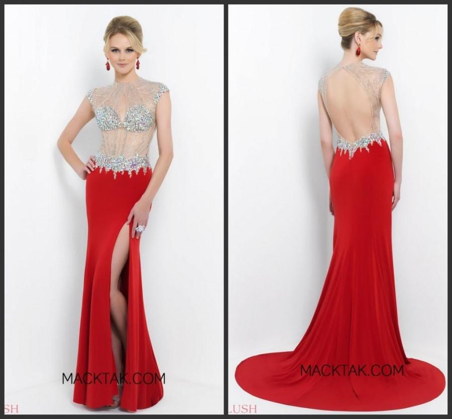 Wedding - Exquisite Crystal Backless Evening Dresses 2015 Sheer Sexy Mermaid Beading Pageant Gowns Side Split Chiffon Party Formal Dress Custom Online with $155.76/Piece on Hjklp88's Store 