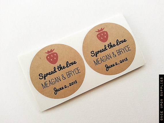 Wedding - 200 Strawberry Jam Wedding Favor Mason Jar Labels / Stickers / Wedding Favors / Thank You Gifts / Once Upon Supplies