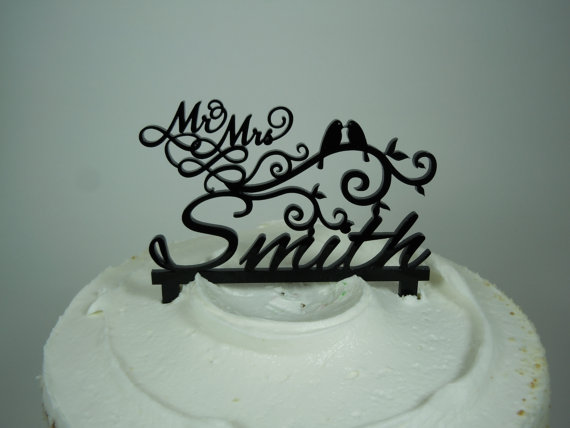 زفاف - Black acrylic wedding cake topper