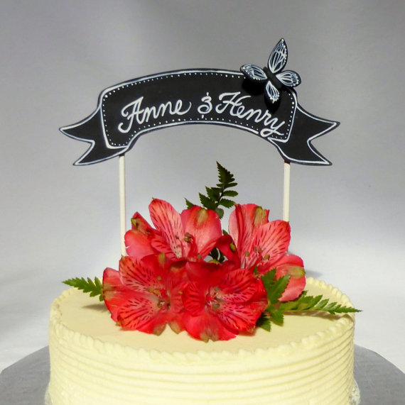 زفاف - Wedding Cake Topper Banner Cake Topper, Black White Cake Topper Personalized