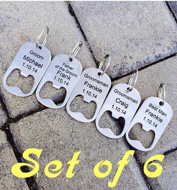 Свадьба - 20% OFF SALE Set of 6 Personalized Bottle Opener Key Chain -Laser Engraved Groomsmen Gift, Wedding, Beer Lover, Custom Key Chain