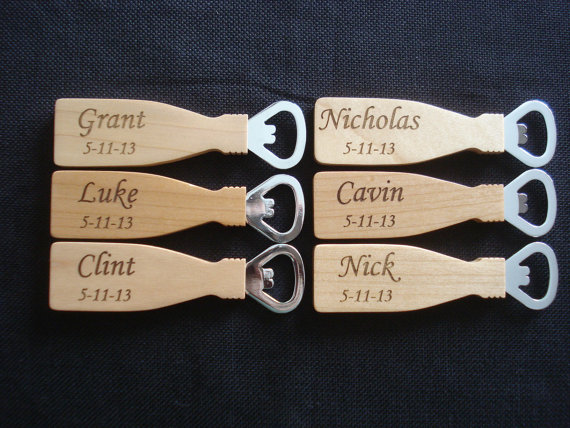 Mariage - Groomsmen Gifts - 6 Personalized Bottle Openers - Great gifts for Wedding Party, Groom, Father of the Bride, Father of the Groom, Ushers