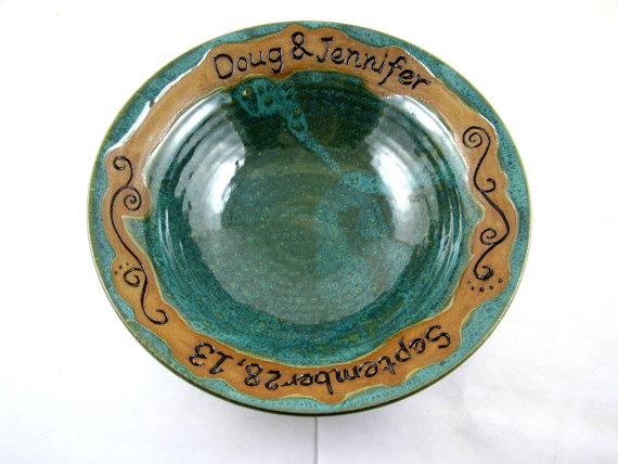 زفاف - Personalized Wedding Gift - custom pottery gift- Anniversary, Commitment Ceremony - 3 Colors to choose from