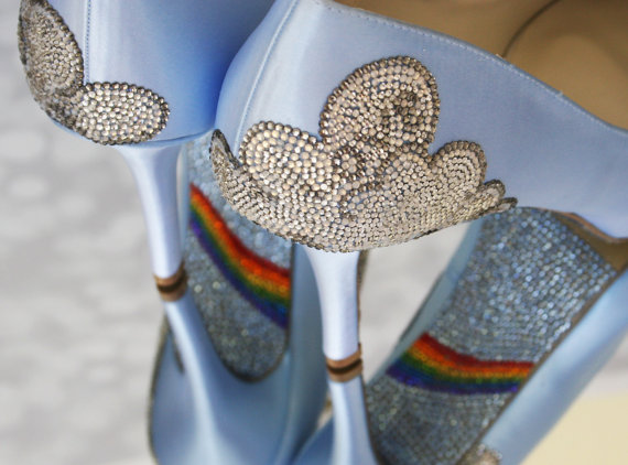Wedding - Specially Themed Wedding Shoes -- Ginger Zee's Cloud Wedding Shoes as Seen on Good Morning America