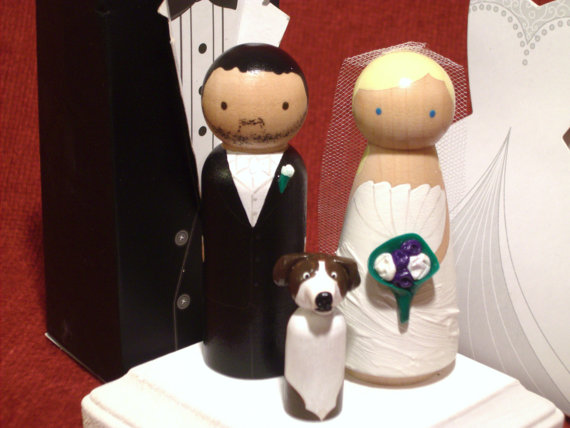 زفاف - Custom Wedding Cake Toppers with One Pet or Child - Family of Three - Fully Customizable---3-D Accents