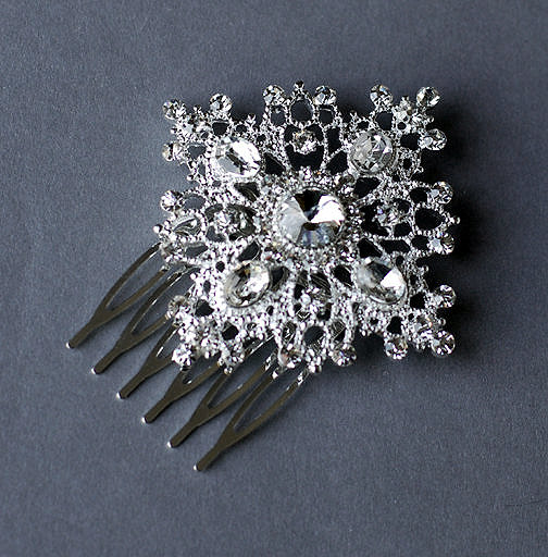 Hochzeit - SALE Rhinestone Bridal Hair Comb Accessory Wedding Jewelry Crystal Flower Side Tiara CM048Lx