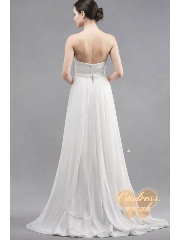 Свадьба - Brush Train Sweetheart Sleeveless Pleats Column Chiffon Bridesmaid Dress