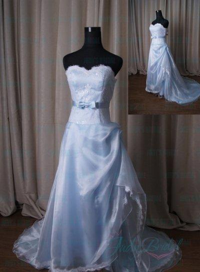 زفاف - LJ210 blue colored lace sweetheart organza ball gown wedding dress