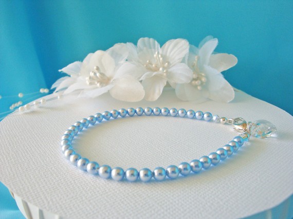 Hochzeit - Something Blue Bracelet Swarovski Crystal Wedding Jewelry