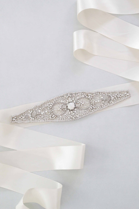 Hochzeit - Irene Bridal Sash Swarovski Crystals Wedding Belt