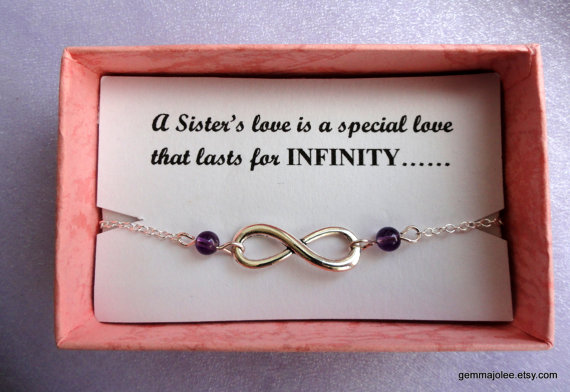 Wedding - Sister gift, Infinity bracelet, Silver infinity amethyst bracelet, Silver bracelet, Infinity jewelry, Bridesmaids gifts