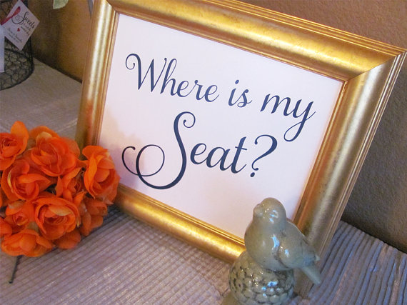 Hochzeit - Where is my Seat? Rustic wedding, Guest Sign, Find My Seat,  8 x 10 Modern Wedding, Wedding Signage