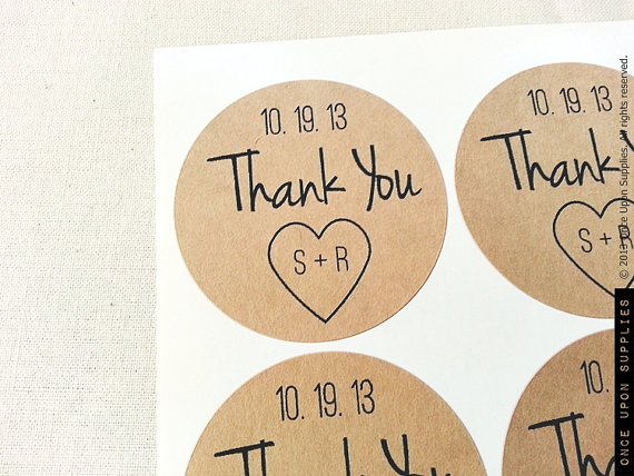 Mariage - 160 Custom Initials Wedding Mason Jar Favor Labels. Thank You Wedding Seals. Personalized Wedding Date Stickers. Wedding Invitation Seals.