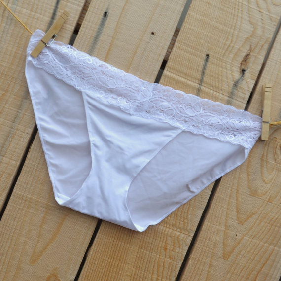 Mariage - Custom Sexy Bridal Something White bikini Pantie, Underwear with Bling, Shower Gift, Wedding Gift, Knickers - Size Medium - ships fast