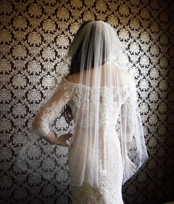 زفاف - Couture Silk Tulle Fingertip Length with Cut Edge Sheerest Silk Tulle Bridal Veil by IHeartBride Silk Tulle Collection V#MA72