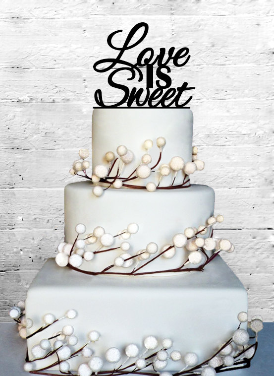 Hochzeit - Love Is Sweet Wedding Cake Topper
