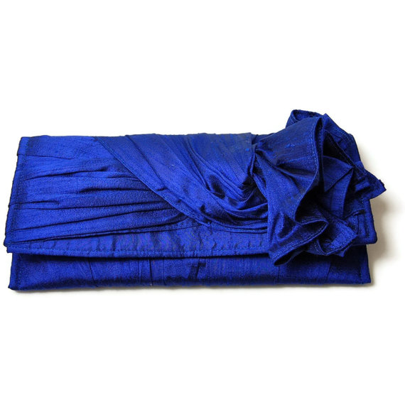زفاف - Wedding clutch in royal blue silk / KNOT Clutch