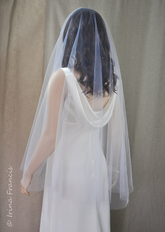 زفاف - Reserved for harmonyclaire,Wedding hip length veil, circle cut, Blusher veil, hair accessories white, Ivory, Champagne