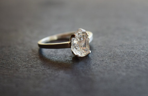 Wedding - Raw Diamond Ring, Engagement Band, Uncut Diamond Ring, Raw Engagement Ring, Rough Diamond Ring, Sterling Silver Ring, Size 7, Avello