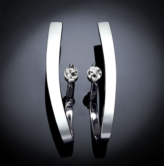 Mariage - sapphire earrings - white sapphires - dangle earrings - wedding - statement jewelry - Argentium silver - gemstone jewelry - 2001