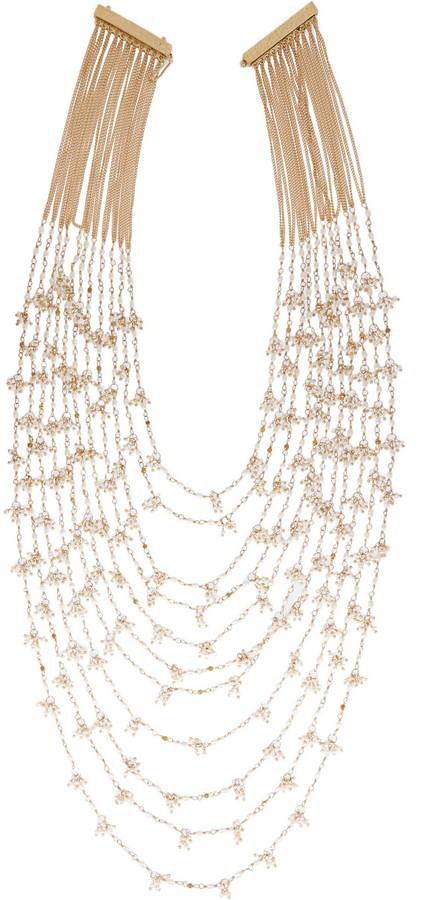زفاف - Rosantica Divina Amore gold-dipped freshwater pearl multi-strand necklace