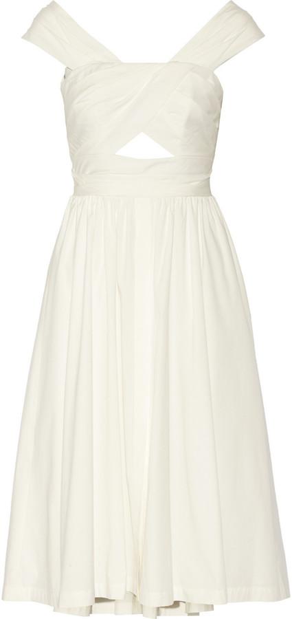 زفاف - Lela Rose Pleated stretch-cotton poplin dress