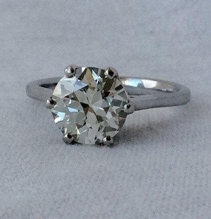 Hochzeit - 2 Carat Plus Vintage Old Mine Cut 2.40 cts Engagement Ring